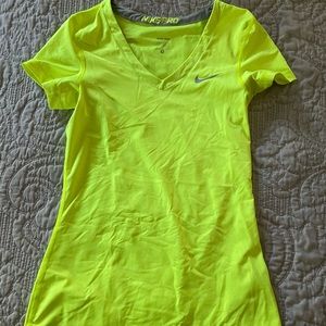 Nike pro athletic tee. Neon size small
